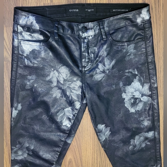 Guess Brittney Silver Zipper Leggings Women’s Size 30 YKK Designer Denim A2 - Picture 4 of 12